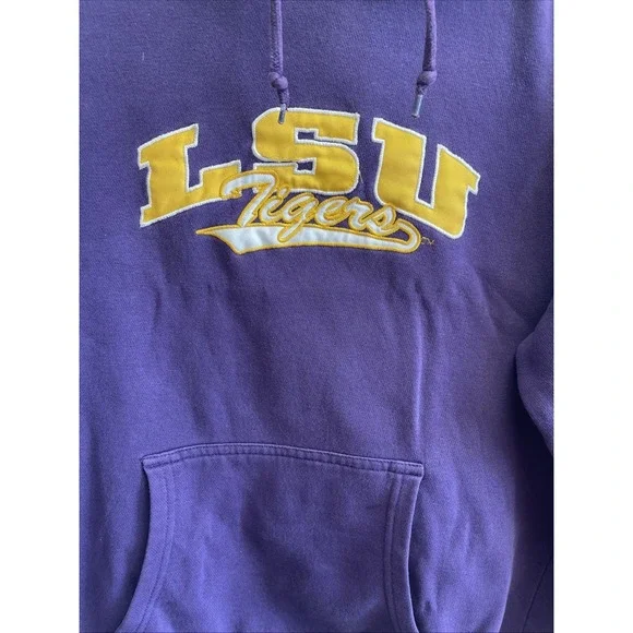 LSU Tigers Purple And Gold Hoodie Pullover Embroidered Sweatshirt Large - Picture 2 of 4